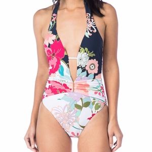New Trina Turk Women's Royal Botanical V Plunge 8